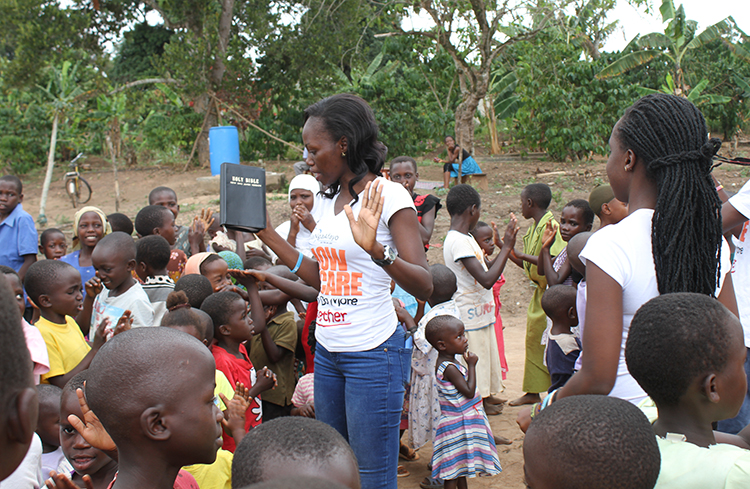 Children singing Sunday school rhymes and listening to the word of God